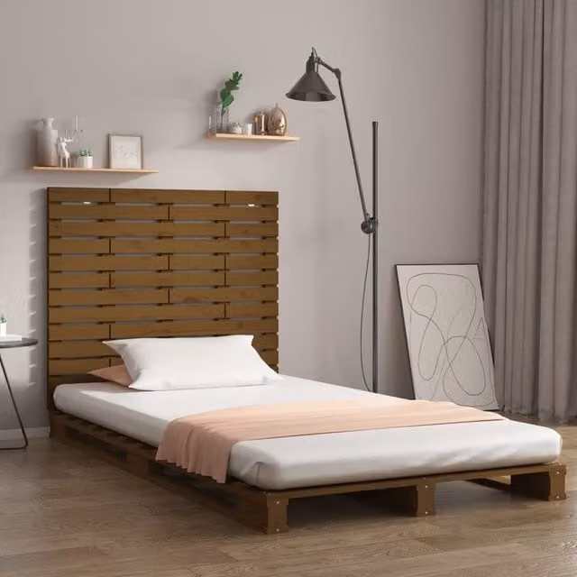 Berkfield Home Rustic Solid Wood Pine Wall Headboard in Honey Brown, W: 96 cm, D: 3 cm, H: 91.5 cm