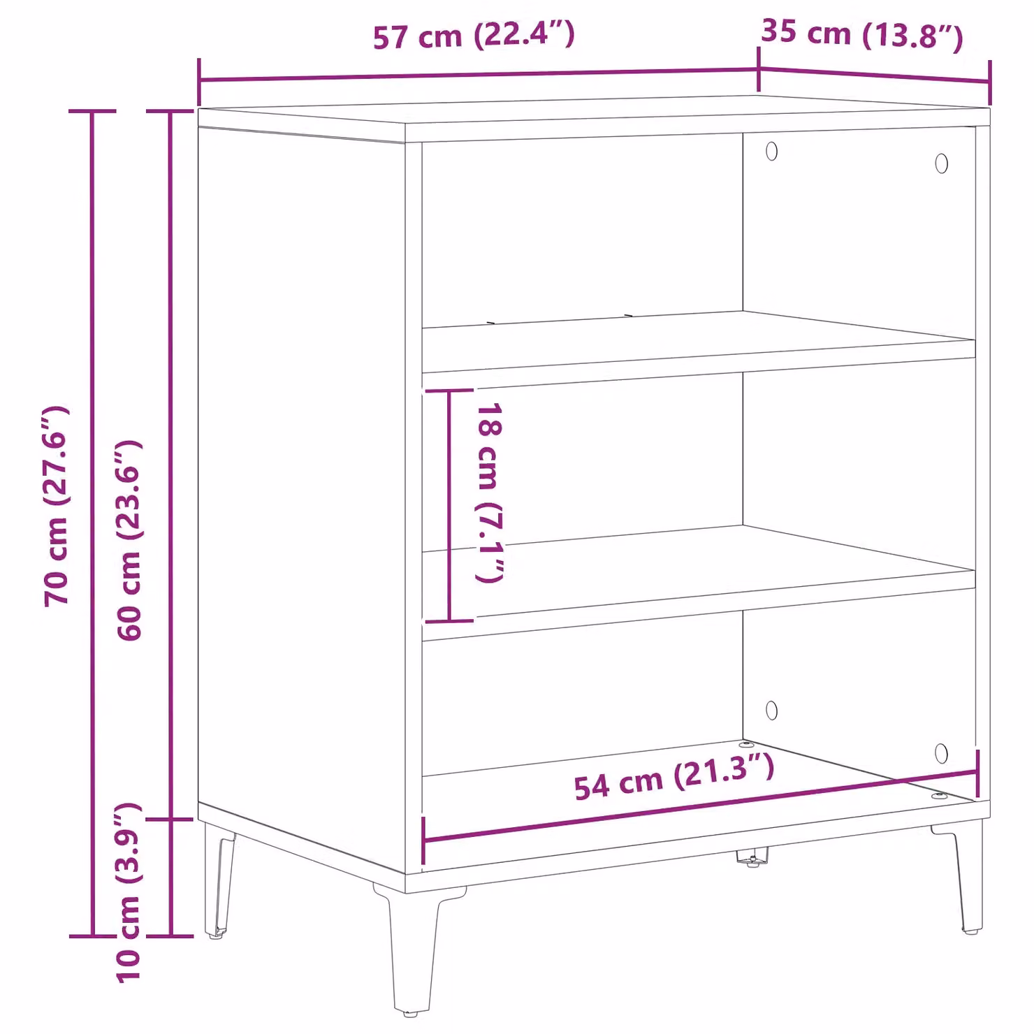 Berkfield Home Black Oak Sideboard, W/D/H: 57 x 35 x 70 cm – 6