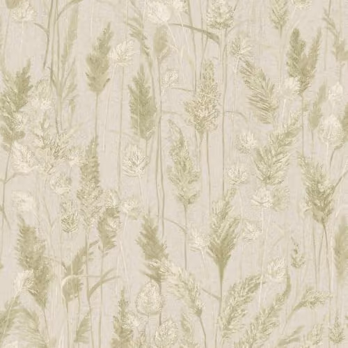 Grandeco Meadow Grasses Botanical Floral Blown Vinyl Wallpaper, Green