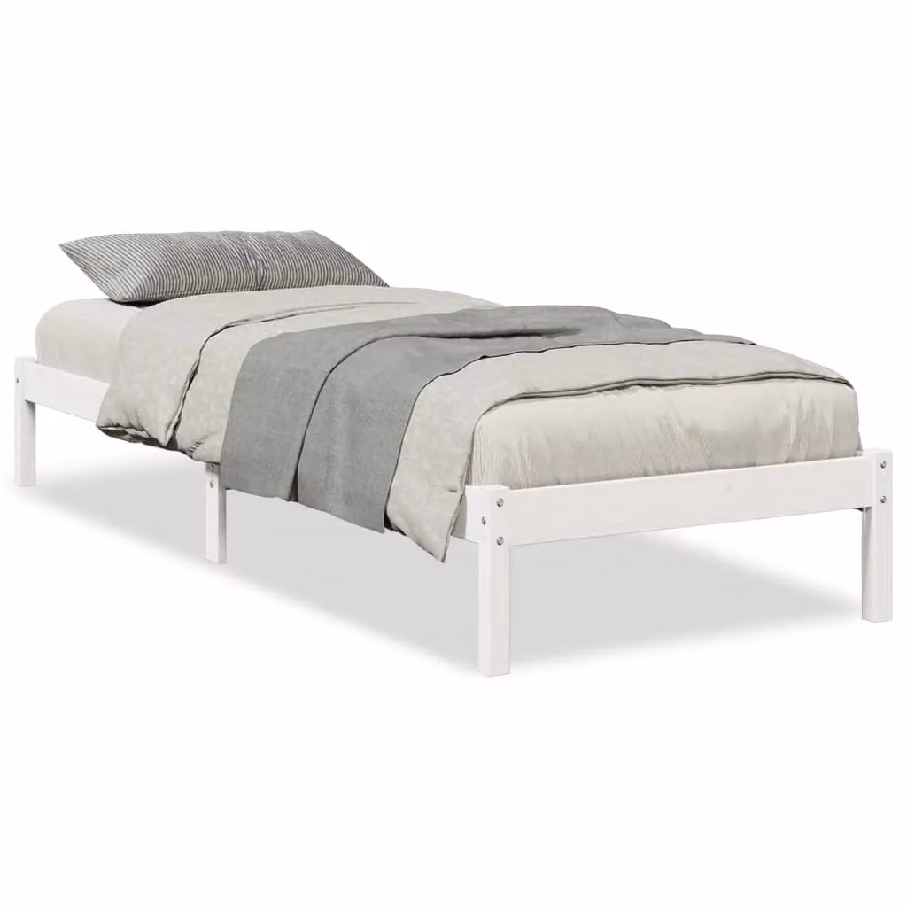 Berkfield Home Extra Long Solid Wood Pine Bed Frame in White, W: 100 cm, L: 220 cm – 2