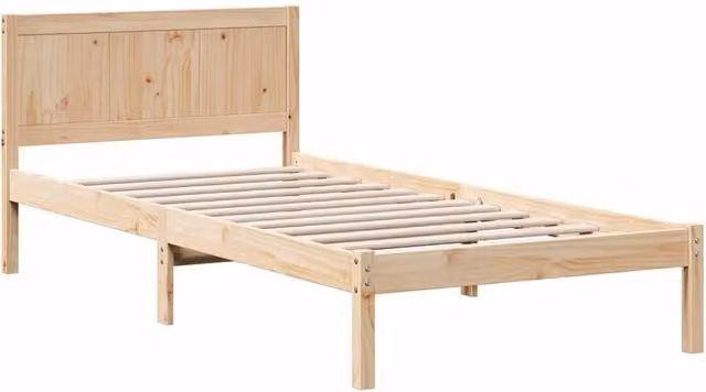Berkfield Home Natural Solid Pine Wood Bed Frame W: 100 cm, L: 200 cm