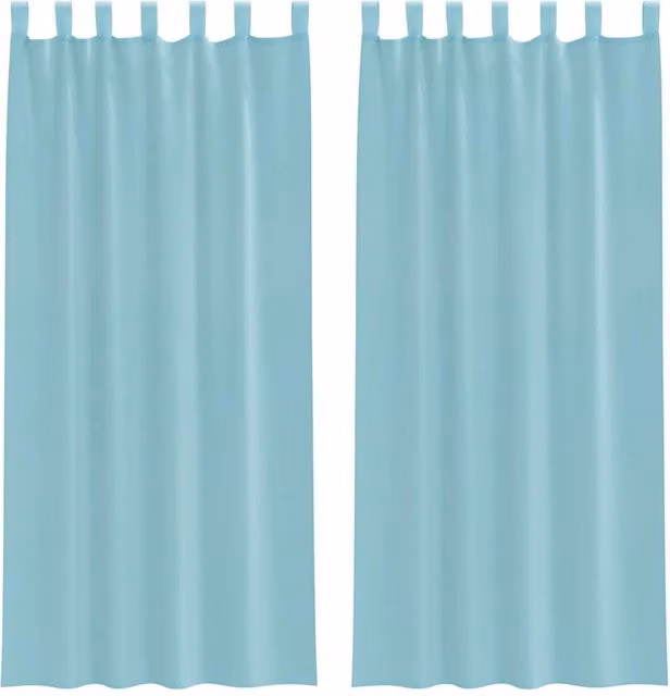 Berkfield Home Turquoise Voile Fabric Panel Curtains with Tabs, 2 Pack, W: 140 cm, H: 225 cm – 1