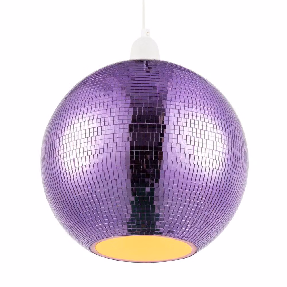 Happy Homewares Shiny Disco Mosaic Ball Pendant Shade in Purple Retro Style – 2