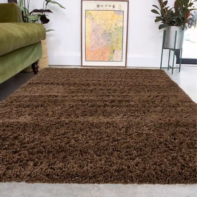 The Rug House Super Soft Warm Shaggy Living Area Rug, Brown, W: 280 cm, D: 190 cm