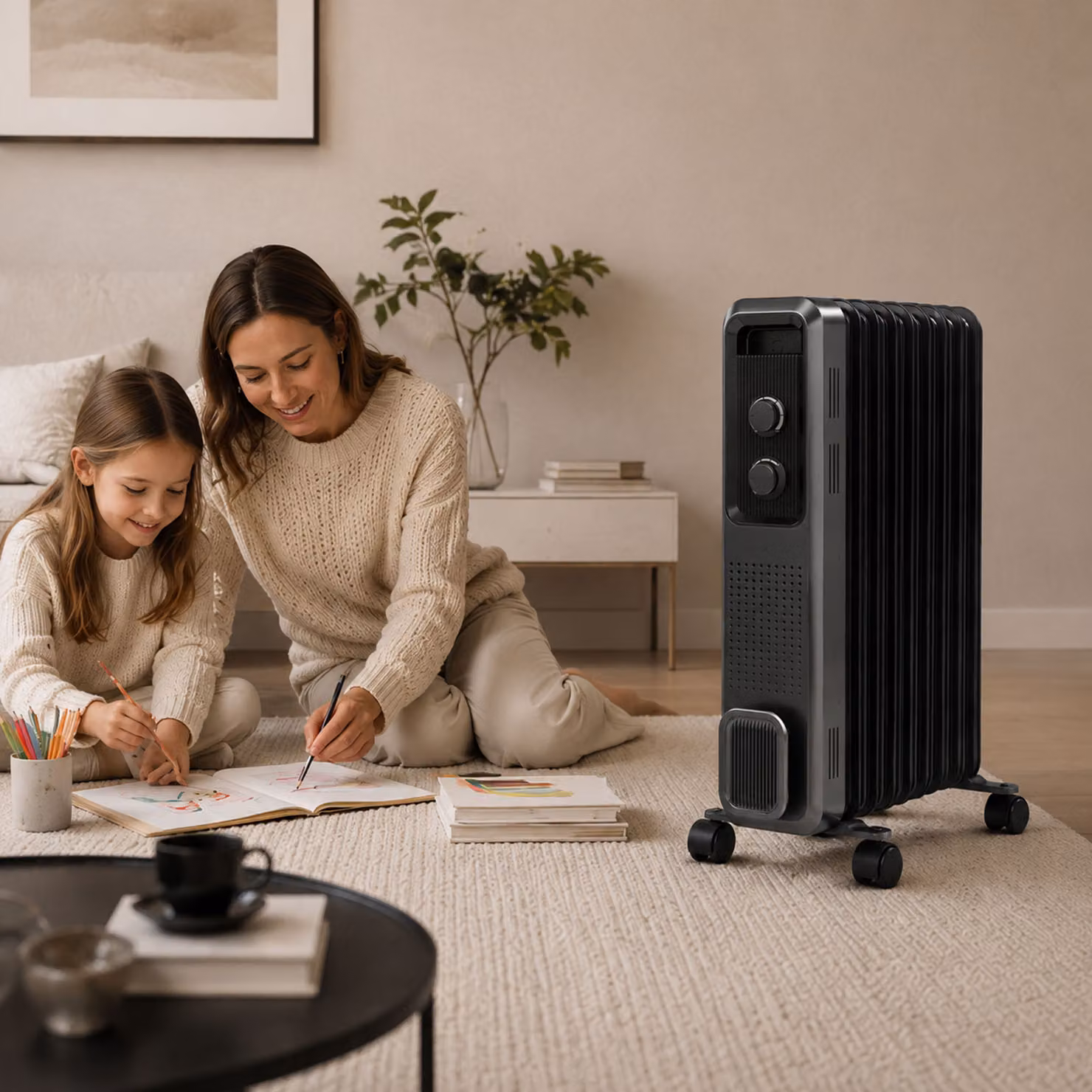 HOMCOM 2000W Oil Filled Radiator with 9 Fins and 3 Heat Settings in Grey – 5