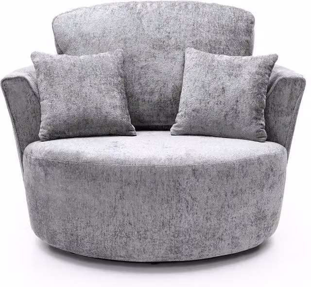 Abakus Direct Harriet Crushed Chenille Swivel Chair in Grey – 1