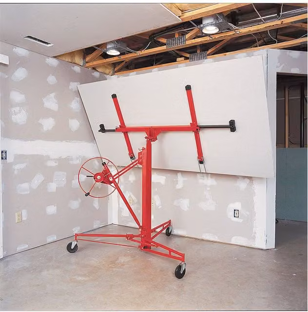 Living and Home 16ft Rolling Drywall Lifter Panel Hoist Jack Tool in Red Steel