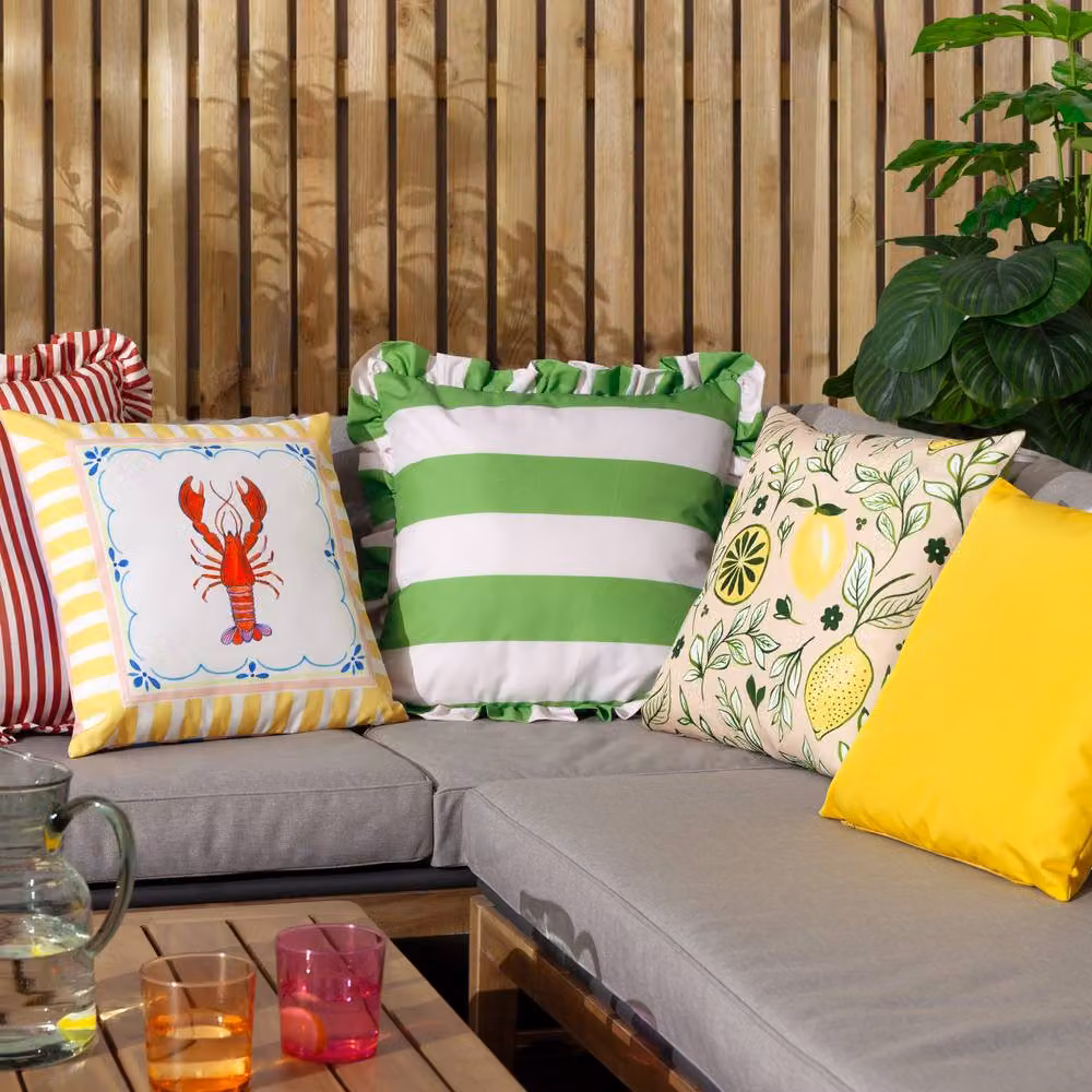 Furn Palm Royale Stripe Ruffle Printed Outdoor Cushion in Green, W/D/H: 50 x 50 x 50 cm – 3