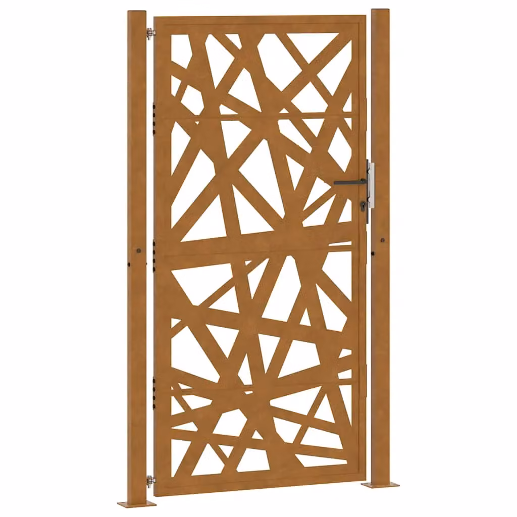 Berkfield Home Brown Weathering Steel Garden Gate, W: 105 cm, H: 180 cm – 2