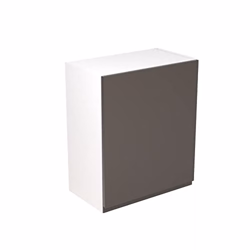 Kitchen Kit Modern Glossy Grey Wall Mounted Bridging Cabinet with Soft Close J-Pull Doors W/D/H: 60.0 x 33.0 x 72.0 cm