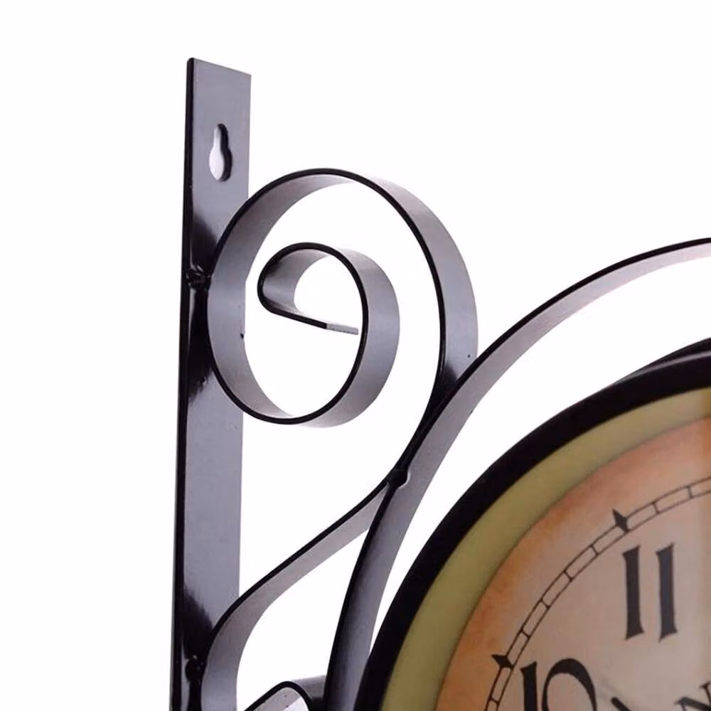 FLAVORA Retro Round Analog Quartz Wall Clock in Black Metal – 2