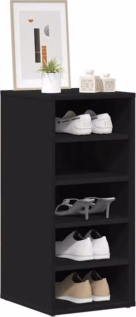 Berkfield Home Modern Black Wall Mounted Shoe Cabinet with Internal Flat Shelves, W/D/H: 35 x 35 x 70 cm