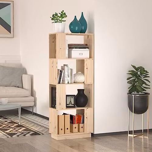 vidaXL Solid Wood Pine Book Cabinet and Room Divider in Brown/Beige, W/D/H: 51 x 25 x 132 cm – 2