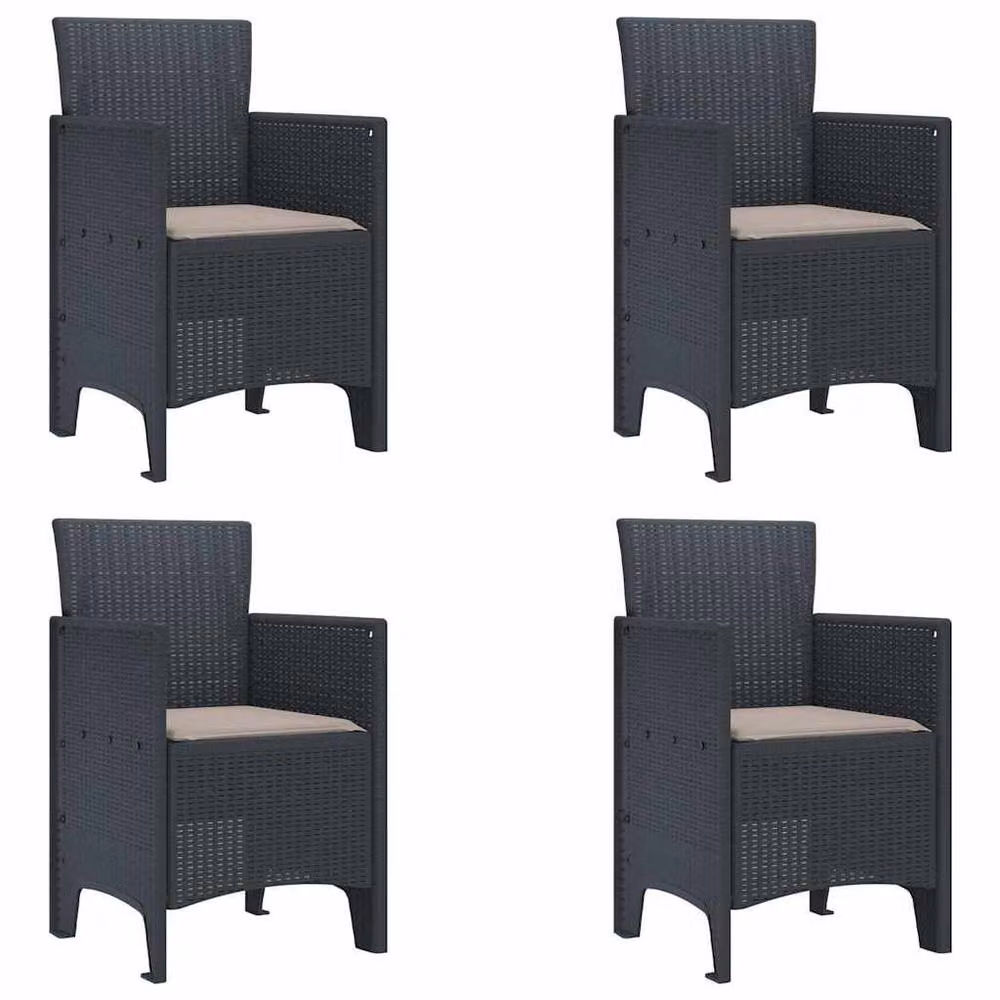Berkfield Home Modern Garden Chair Set of 4 in Anthracite and Taupe Polypropylene Resin – 2