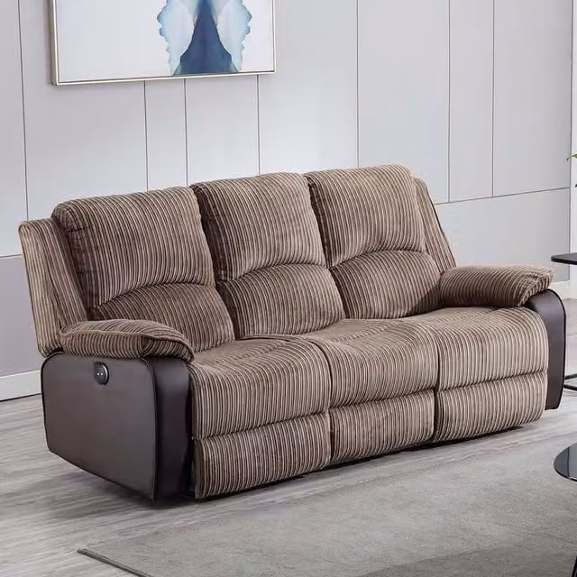 More4Homes Postana 3 Seater Electric High Back Jumbo Cord Fabric Recliner Sofa in Brown – 1
