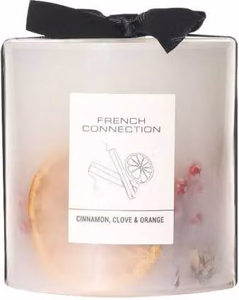 French Connection Festive Botanical Cinnamon Clove and Orange Scented Candle, 580g, Beige