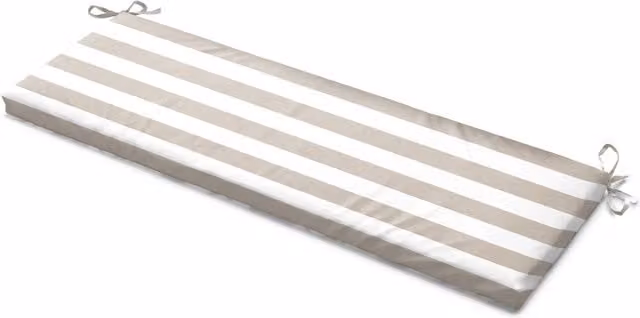 Luxury Living Wide Striped Garden Bench Seat Pad in Beige and White, W: 125 cm, D: 45 cm, H: 45 cm