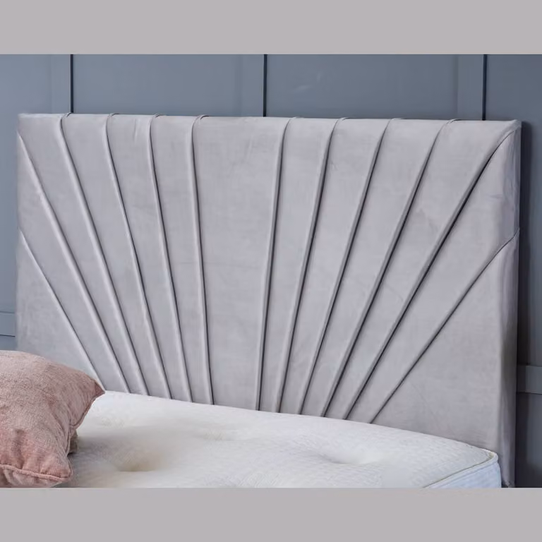 BSSPOKE Maria Ottoman Divan Bed with 54 inch Headboard and Mattress in Cream Plush Velvet, W/D/H: 90 x 190 cm