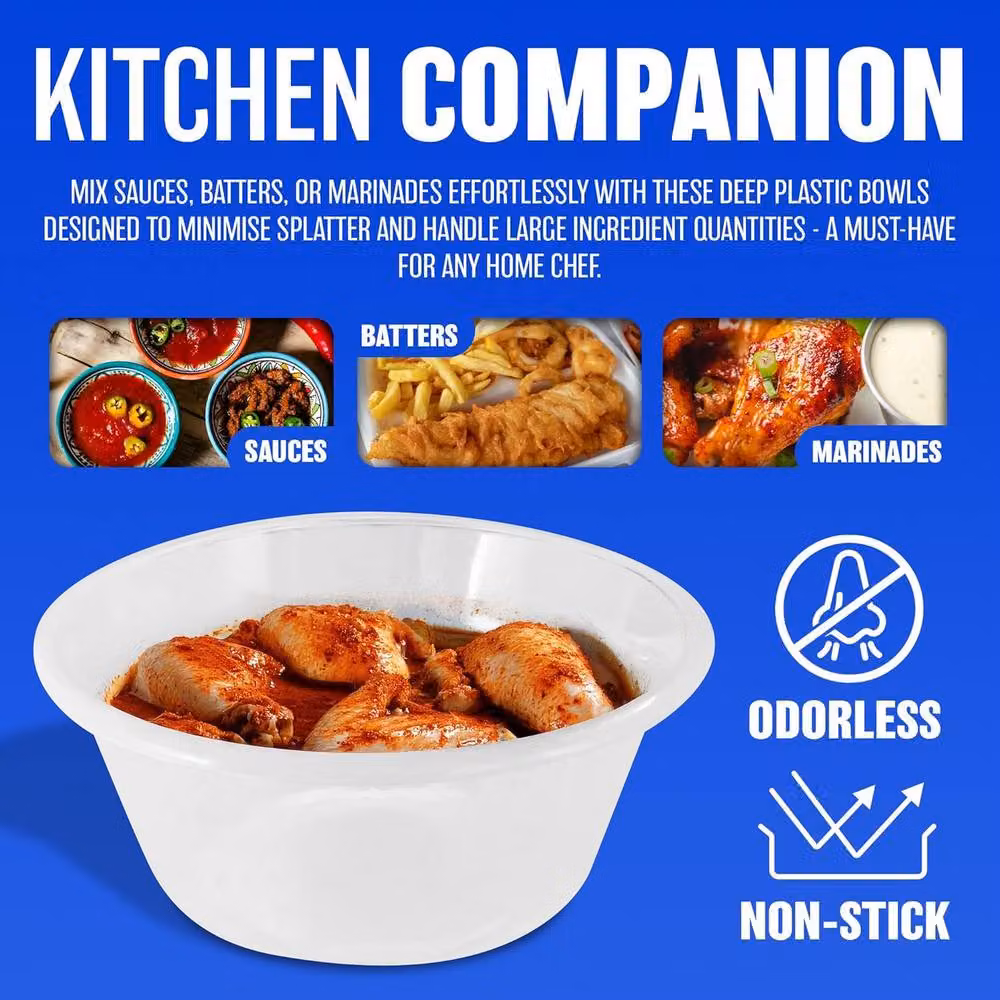BARGAINS-GALORE Set of 4 Transparent Plastic Round Nesting Deep Mixing Bowls, Diameter: 30 cm – 3