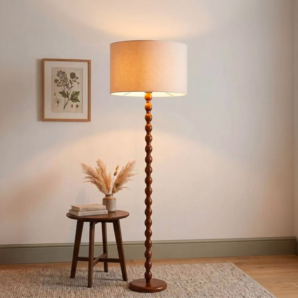 Happy Homewares Classic Mahogany Wooden Floor Light Base with Ball Pole Design in Brown – 2