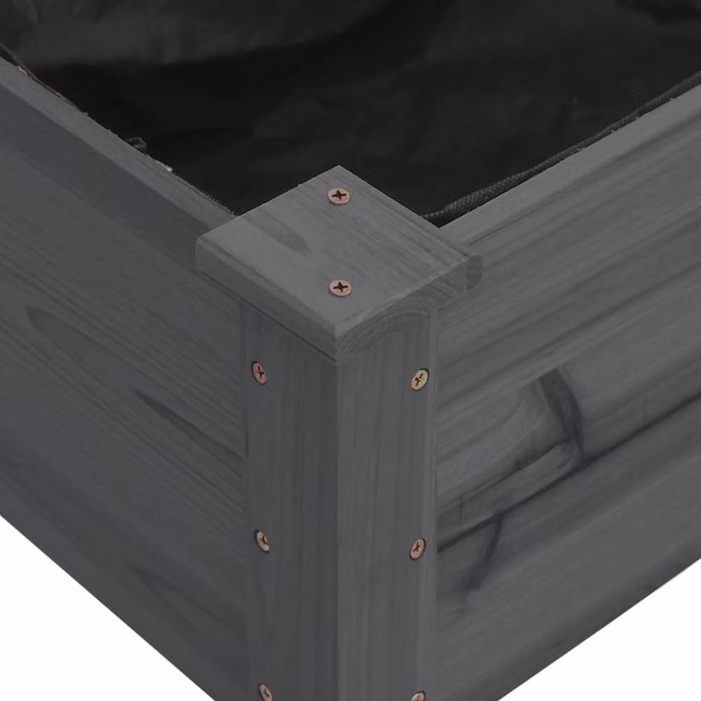 Berkfield Home Garden Raised Bed with Liner in Grey, Solid Wood Fir, W/D/H: 120 x 45 x 25 cm – 6