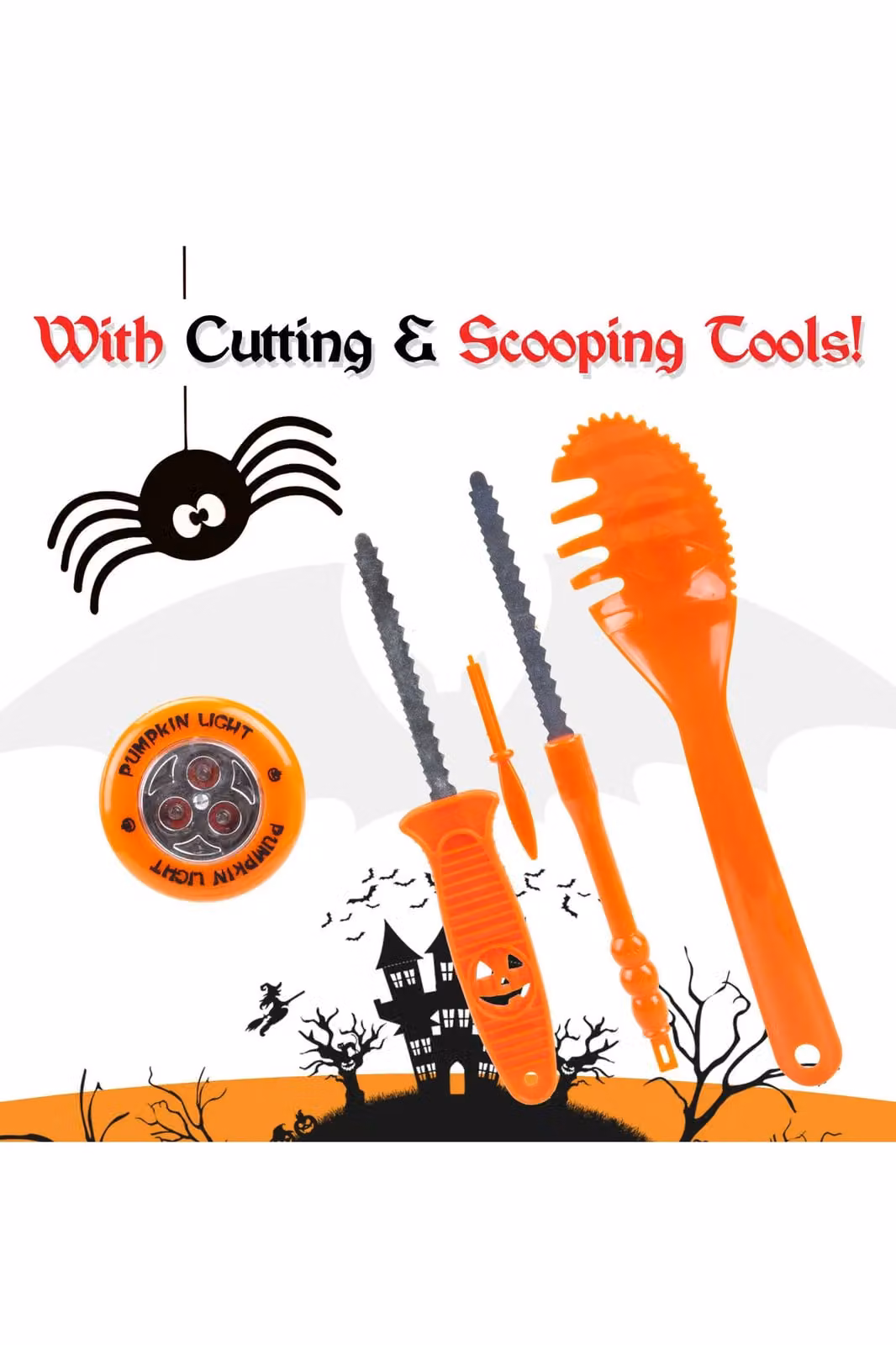 VFM e-Store Halloween Pumpkin Carving Set and Stencils in Orange – 3