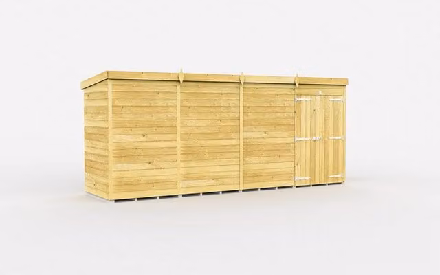 Buttercup Farm Brown Pent Shed with Double Doors and No Window, L118 x W454 x H201 cm