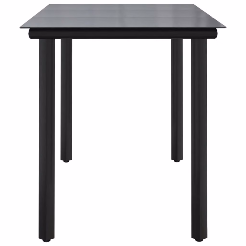 Berkfield Home Garden Dining Table in Black with Steel and Tempered Glass, W/D/H: 200 x 100 x 74 cm – 3