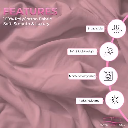 Home Sweet Home UK Snug City Polycotton Plain Dyed Housewife Pillowcase Pair in Pink, W: 48 cm x L: 74 cm – 3