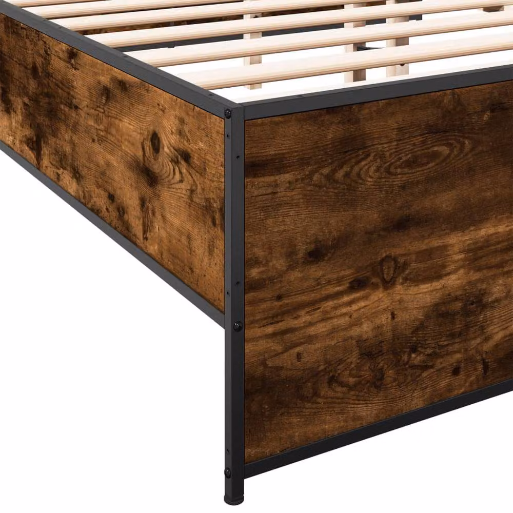 Berkfield Home Small Double Bed Frame in Smoked Oak Brown, W/D/H: 120 x 190 cm – 4