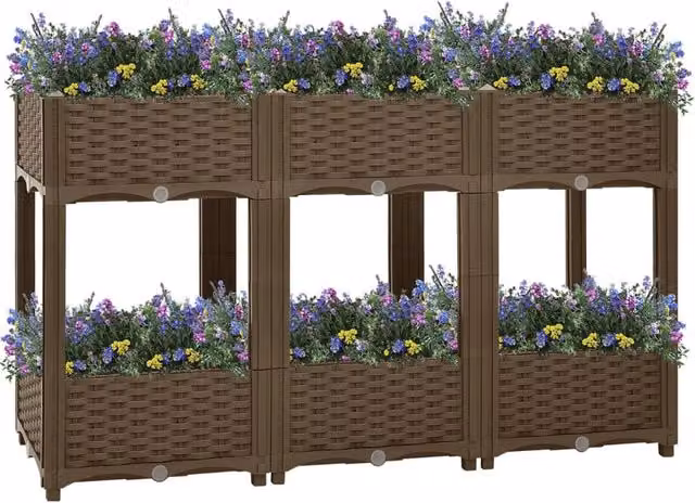 Berkfield Home Brown Polypropylene Raised Bed W/D/H: 120 x 40 x 71 cm