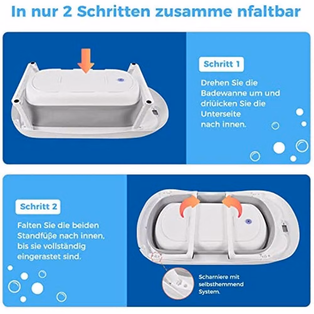 Fimous Foldable Non-Slip Baby Bath Tub for Toddlers in White – 3