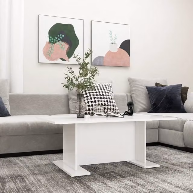 Berkfield Home Modern Rectangular Coffee Table in White, W/D/H: 103.5 x 60 x 40 cm – 1