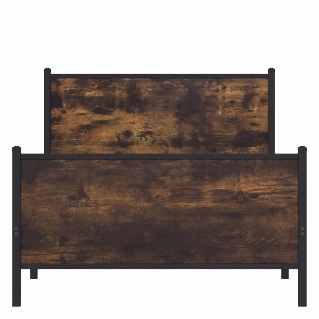 Berkfield Home Metal Bed Frame in Smoked Oak Brown, W: 100 cm, L: 190 cm – 3