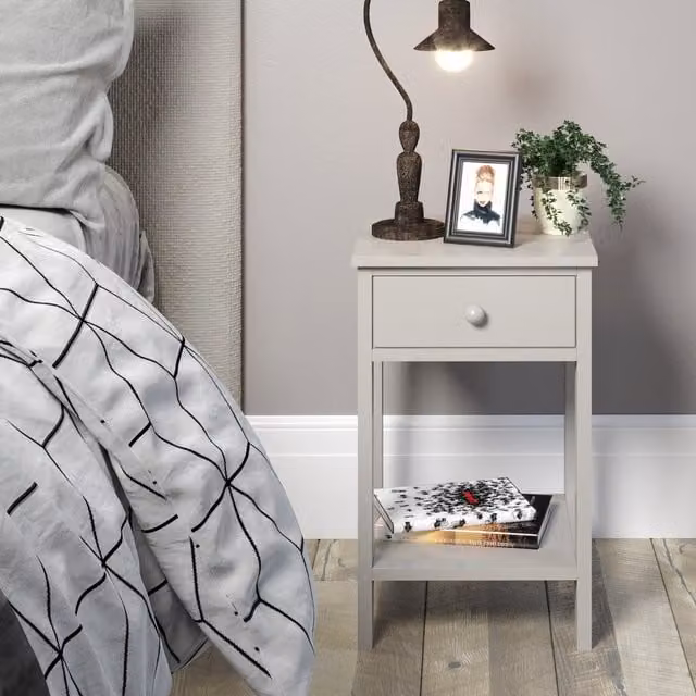 Core Products Ltd Shaker 1 Drawer Petite Bedside Cabinet in Light Grey