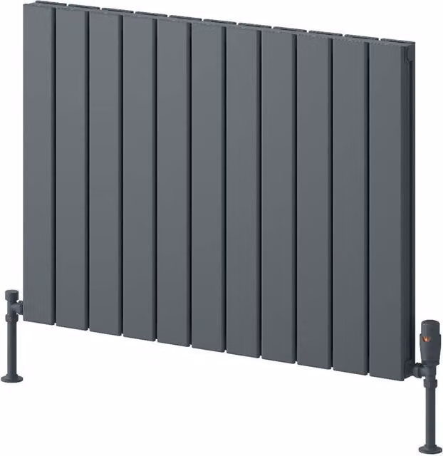 Bathroom Kingdom Piatto Anthracite Double Flat Panel Horizontal Radiator, W: 82 cm, H: 60 cm, Grey