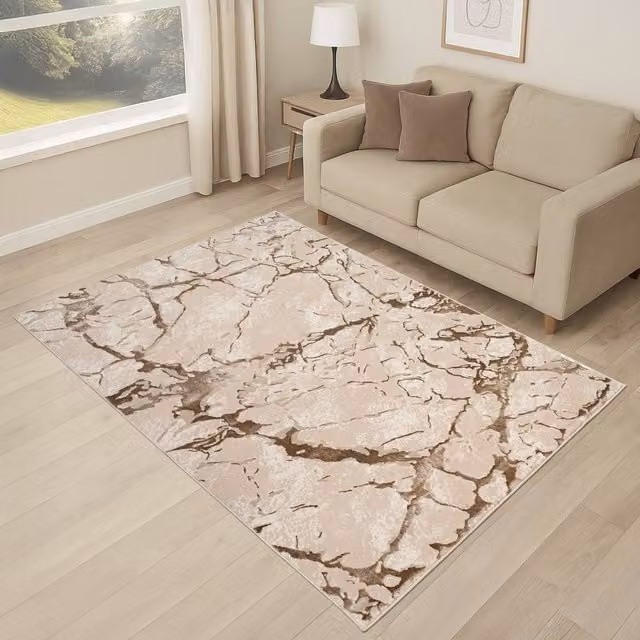 Smart Living Venice Modern Carved Abstract Rug in Beige, W: 160 cm, L: 230 cm