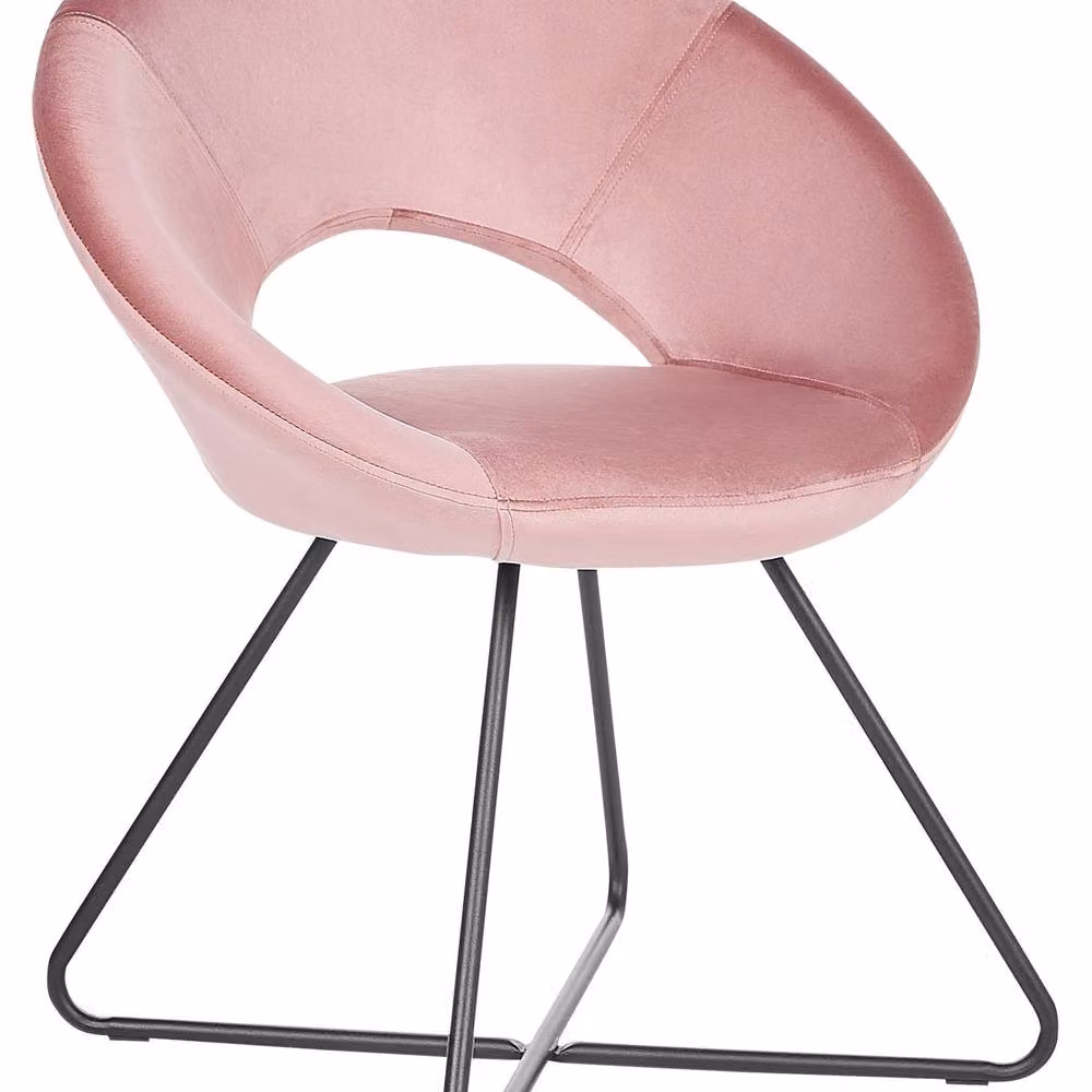 Wyld and Coco Living Pink Velvet Tufted Armless Accent Chair with Metal Cross Base – 2