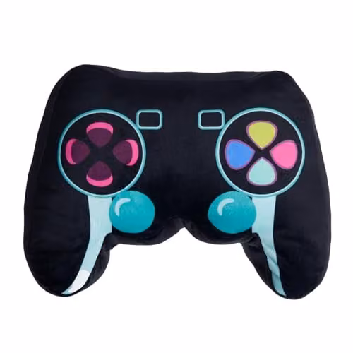 OHS Black Plush Gaming Controller Shaped Cushion, W: 30 cm x H: 23 cm