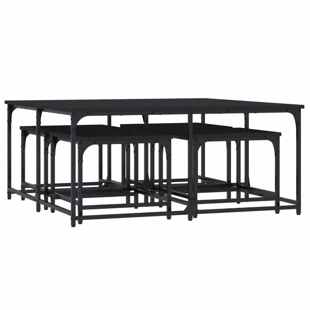 Berkfield Home Nesting Coffee Tables, 5 Piece Set in Black Engineered Wood – 3