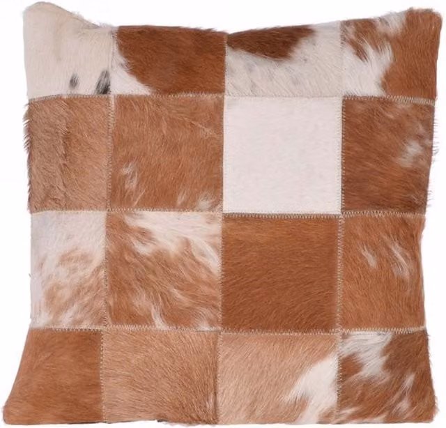 Ashwood Square Hair On Hide Fur Cushion in Tan Multicolour