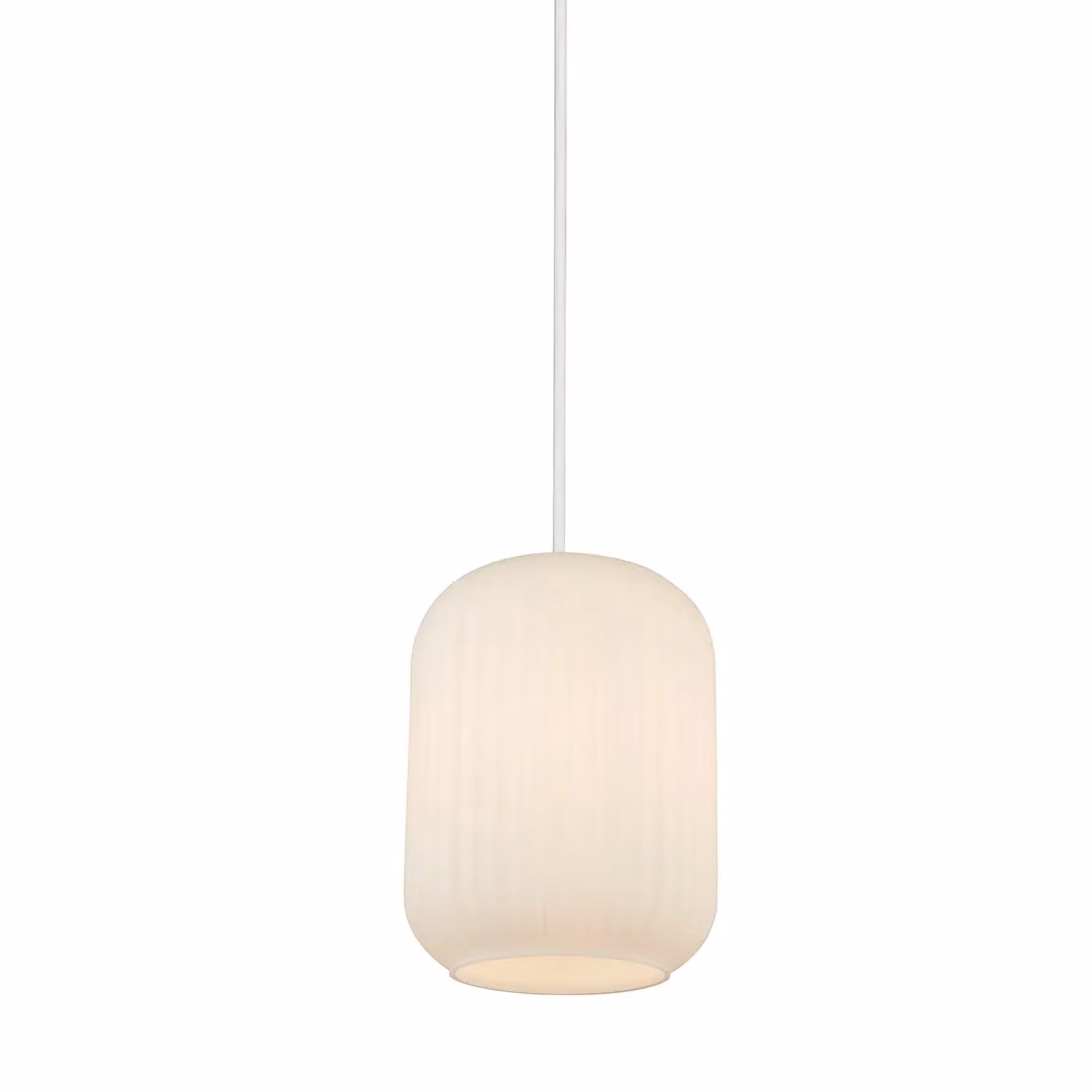 Lighting Collection Art Deco Cylinder Easy Fit Lamp Shade in White and Gold Frosted Glass – 2