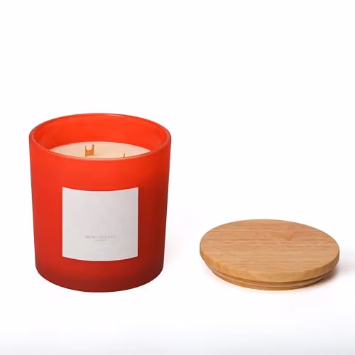 Aroma Naturals Frosted Scented Candle in Red and Brown, Spicy Fruity Gourmand Fragrance in a Glass and Wood Jar – 2
