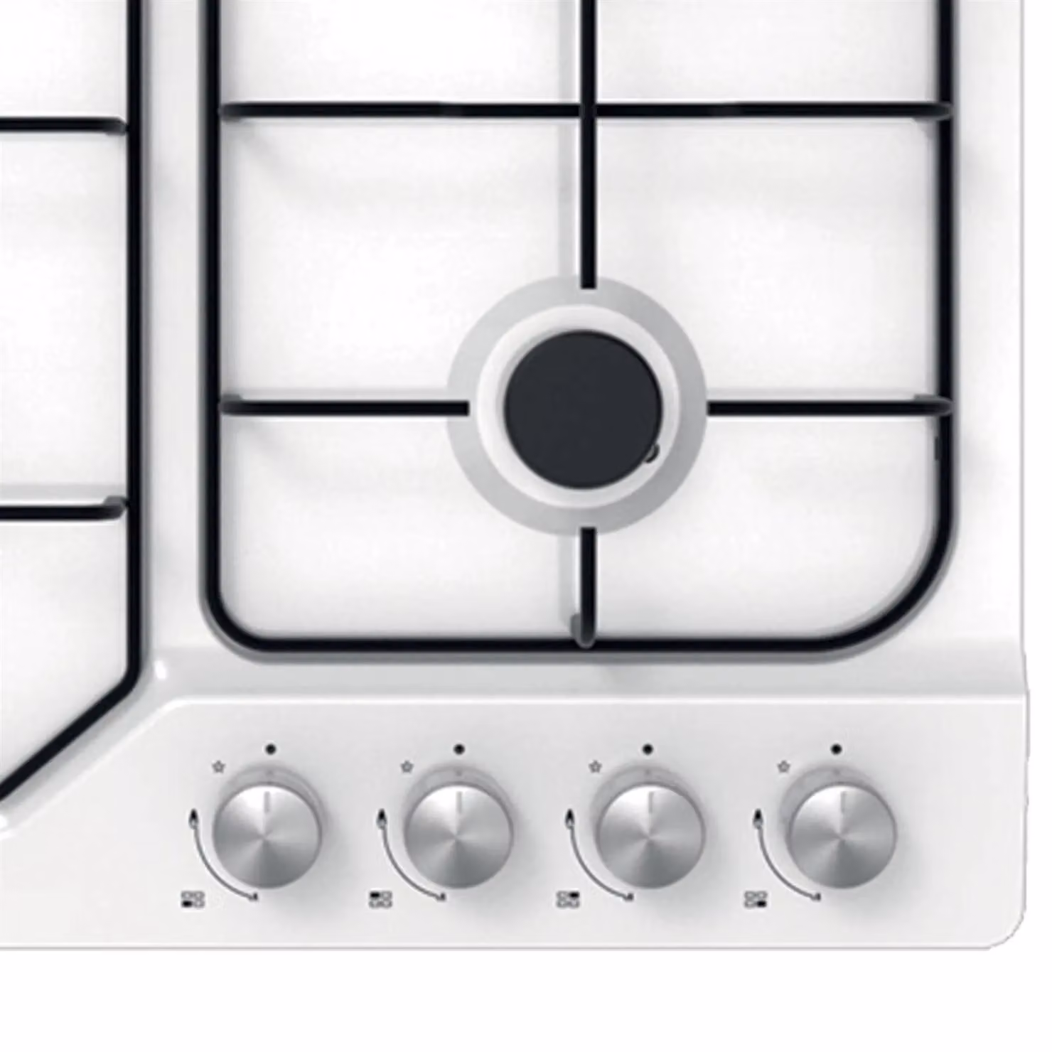 Statesman 4 Zone Gas Glass Hob with Front Dial Control and Automatic Ignition, White, 60 cm – 2
