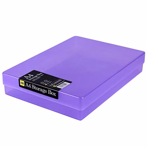 WestonBoxes A4 Plastic Craft Storage Boxes for Art Supplies and Paper, Purple, Pack of 10 – 2