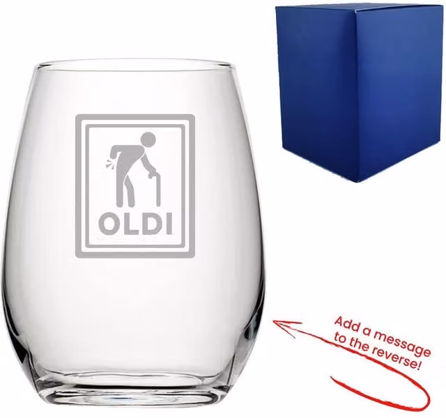 Uniqueful Personalised Engraved Stemless Wine Glass in Transparent Glass