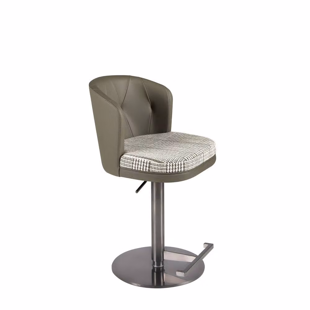Angel Cerda Modern Fabric and Leatherette Swivel Bar Stool in Green and White – 5