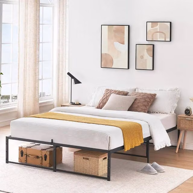 London Boutique King Metal Platform Bed Frame, Black, W: 153 cm, D: 203 cm – 1