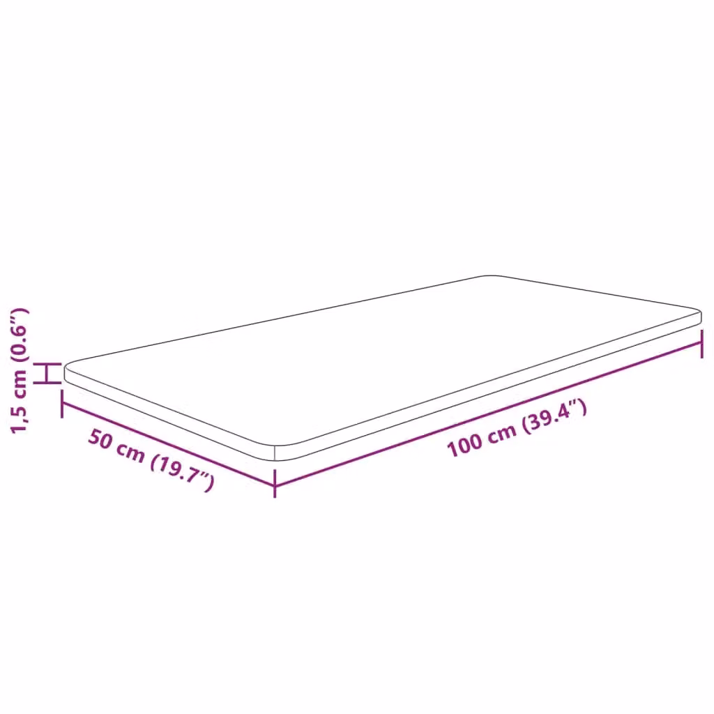 Berkfield Home Brown Treated Solid Wood Bathroom Countertop W: 100 cm, D: 50 cm, H: 1.5 cm – 3