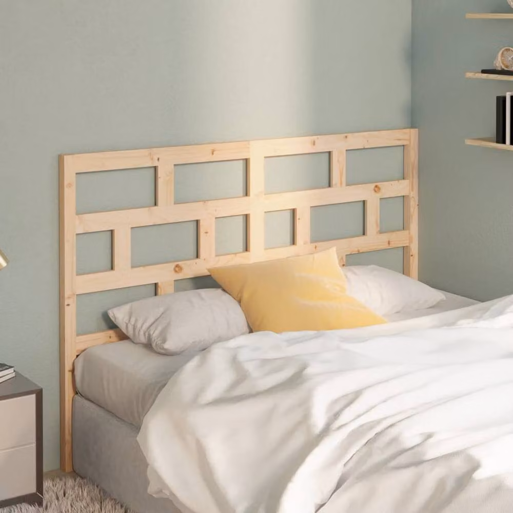 Berkfield Home Rustic Solid Pine Bed Headboard in Beige, W/D/H: 141 x 4 x 100 cm – 2